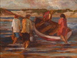 Amos Langdown; Fisherman and Boat