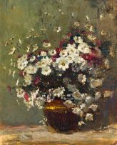 Adriaan Boshoff; Flowers in a Brass Vase