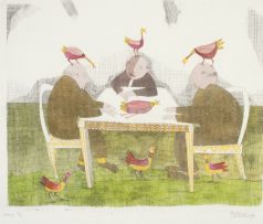 Pieter van der Westhuizen; Three Men with Chickens