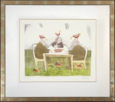 Pieter van der Westhuizen; Three Men with Chickens