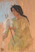 Marjorie Wallace; Woman Carding Wool