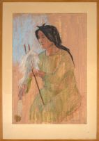 Marjorie Wallace; Woman Carding Wool