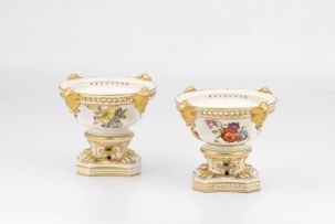 A pair of Derby porcelain potpourri stands, first quarter 19th century