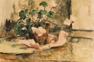 Robert Broadley; Still Life with Potted Cyclamen