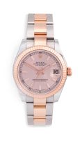 Lady's 18ct pink gold and stainless steel Oyster Perpetual Datejust Rolex wristwatch, Ref. 116231