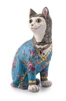 An Emile Galle faience cat, late 19th century