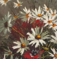 Hennie Griesel; Daisies and Poppies in a Vase