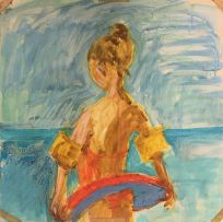 Marjorie Wallace; Poets, recto; Going Swimming, verso