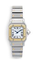 Lady's stainless steel and 18ct gold Santos Galbee Cartier wristwatch, Ref. 090235971