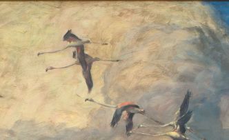 Heinrich von Michaelis; Flamingos in Flight