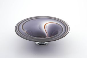 A David Reade amethyst and orange glass bowl, 1997