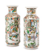 A pair of Chinese famille-verte vases, early 20th century