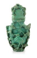 A Chinese carved turquoise vase and cover, Qing Dynasty, late 19th/early 20th century