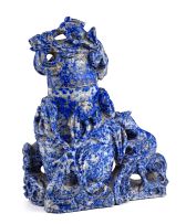 A Chinese carved lapis lazuli censor and cover, Qing Dynasty
