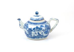 A Chinese blue and white teapot and cover, Qing Dynasty, early 19th century