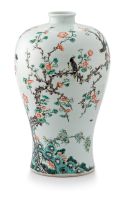 A Chinese famille-verte vase, meiping