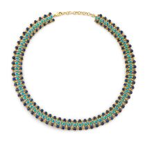 Sapphire, turquoise and gold necklace