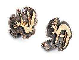 Pair of silver and gold cufflinks, designed by Cecil Skotnes, 1974, manufactured by Kurt Donau
