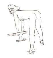 Barend de Wet; Nude Leaning on Anvil