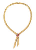 Ruby, diamond and gold necklace