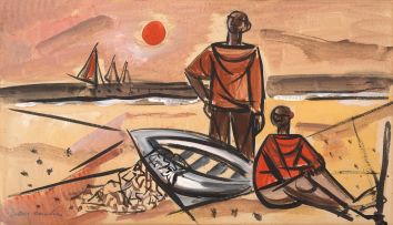 Maurice van Essche; Fishermen with Boat