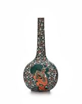 A Chinese famille-verte bottle vase, Qing Dynasty, 19th century