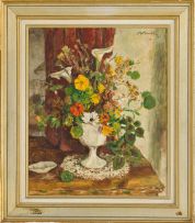 Robert Broadley; Arrangement with Flowers on a Table
