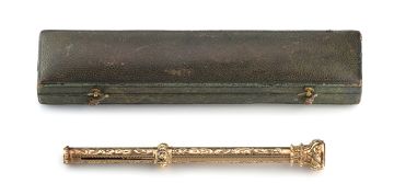 A Victorian gold sliding propelling pencil, Sampson Mordan & Co, London, late 19th century