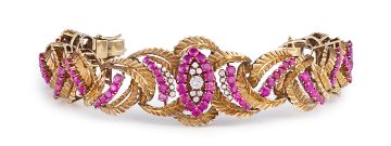 Ruby, diamond and gold bracelet, 1970s