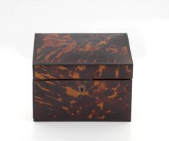 A turtle shell and ebonized cigar box, retailed by David Hicks, London
