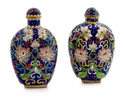 Two Chinese cloisonné enamel snuff bottles, late 19th/early 20th century
