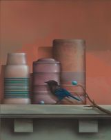 James Carter; Bird and Vessels on a Shelf