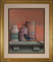 James Carter; Bird and Vessels on a Shelf