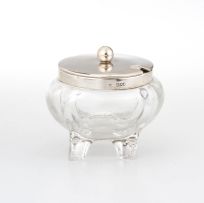 A late Victorian glass and silver-mounted condiment jar, William Hutton & Sons Ltd, London, 1896