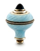 A jewelled silver-gilt and blue guilloche enamel bell-push, possibly Austrian, maker's initials 'RL', .900 standard