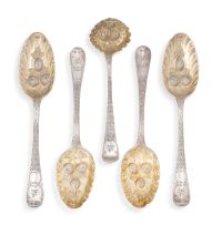 Three George I Britannia standard silver Old English pattern spoons, John Hopkins, London, 1721-1724