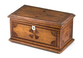 An carved fruitwood box, Fort Napier, 1914 - 1918