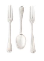 A pair of Cape silver Old English pattern three-pronged forks, Daniel Heinrick Schmidt, late 18th/early 19th century