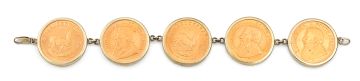 Five-coin gold bracelet