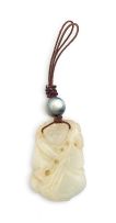 Chinese carved white jade pendant, late 19th/early 20th century