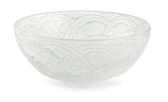 A René Lalique 'Pinsons' frosted and clear glass bowl, post 1950