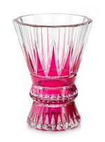 A Val Saint Lambert cranberry pink overlay crystal vase, Belgium, first half 20th century