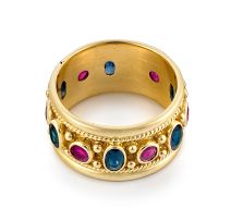 Ruby and sapphire gold ring, Diego Percossi Papi, with import marks for London, 2000