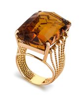 Italian gold and madeira citrine quartz dress ring