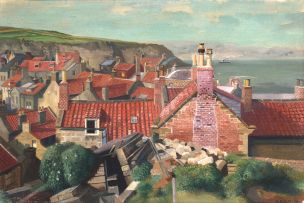 Richard Eurich; Red Roofs, Robin Hood's Bay, Yorkshire