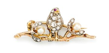 Victorian diamond and pearl brooch