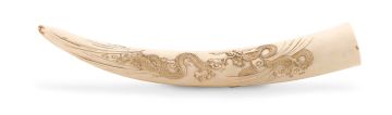 A Japanese carved ivory tusk, Meiji period (1868-1912)