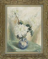 Emily Isabel Fern; Chrysanthemums in a Blue Jug