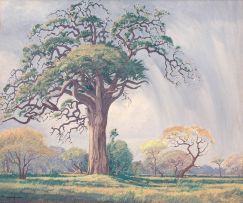 Jacob Hendrik Pierneef; Hardekoolboom in a Bushveld Landscape