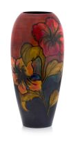A large William Moorcroft ‘Hibiscus’ pattern flambé vase, post 1953